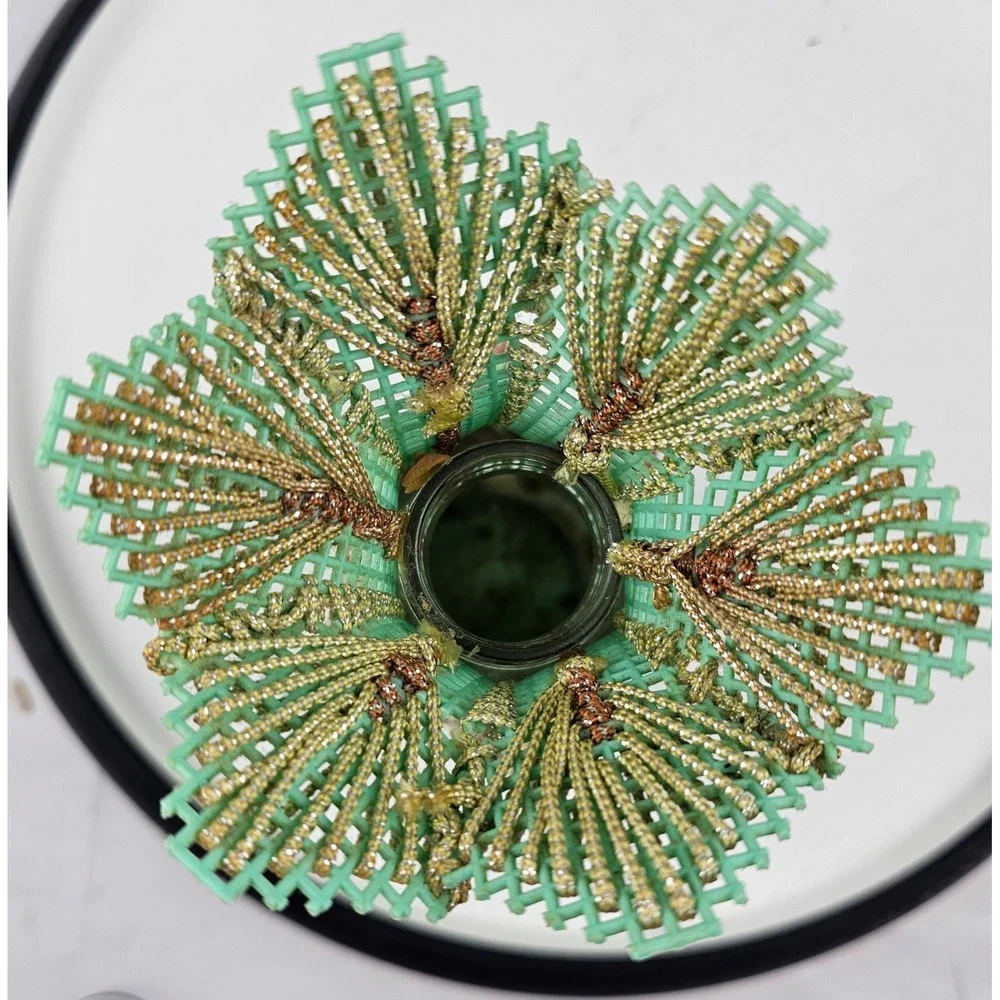Unique Mint Green Gold Accent‎ Vase Vintage Style Table Decor Flower Holder